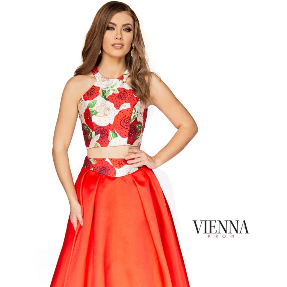 Authentic NEW Vienna 7800 Red Prom Gown